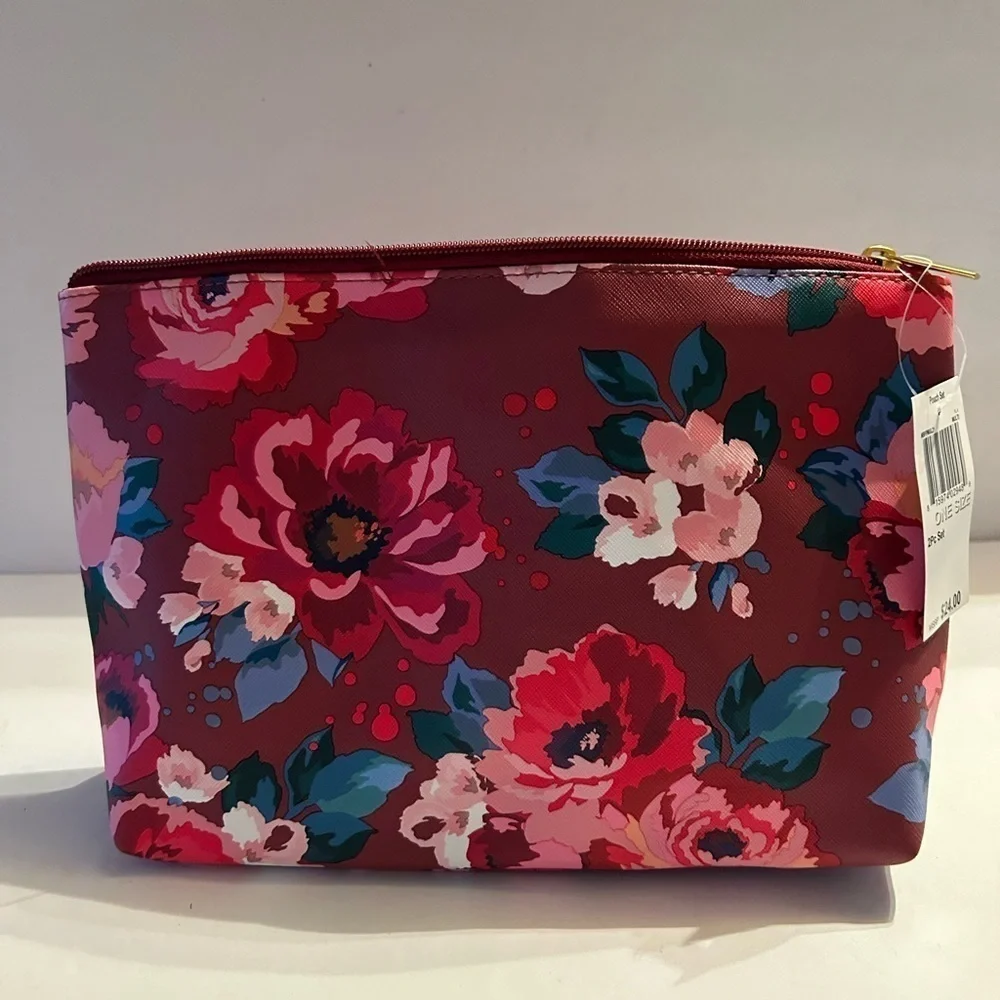NWT Floral Faux Leather Makeup bag
